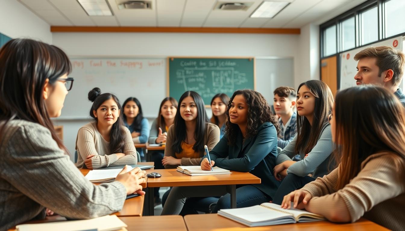 Student using a study guide to organize academic notes